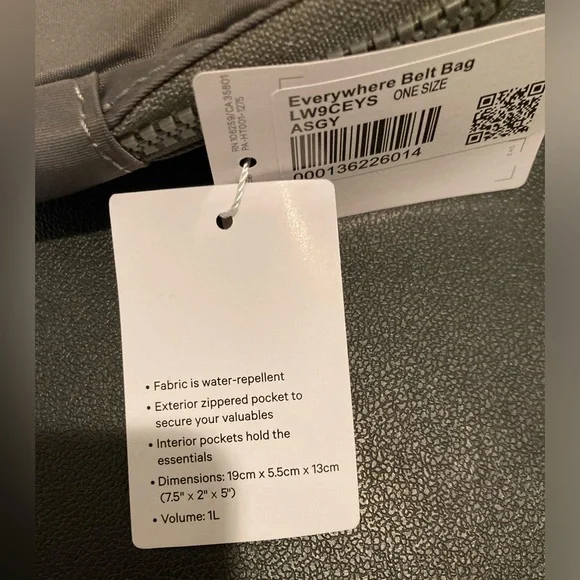 Lululemon Everywhere Belt Bag Fanny Pack Backpack Crossbody Bag Asphalt Grey 1L - Picture 6 of 11